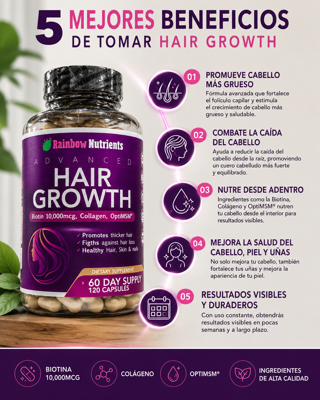HAIR GROWTH:  Estimula el crecimiento capilar natural